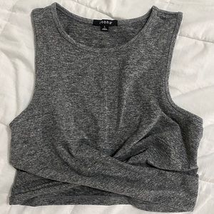 Grey workout cropped tank top